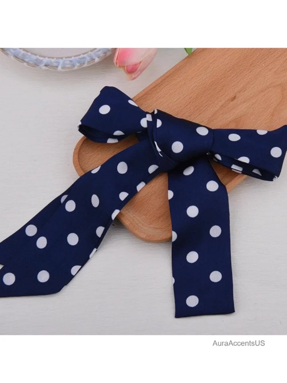 Women's Polka Dot Long Neck Scarf Thin Chiffon Headscarf Lightweight